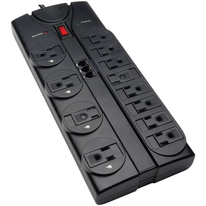 8ft Surge Protector Power Strip with 12 AC Outlets & RJ11 Ports