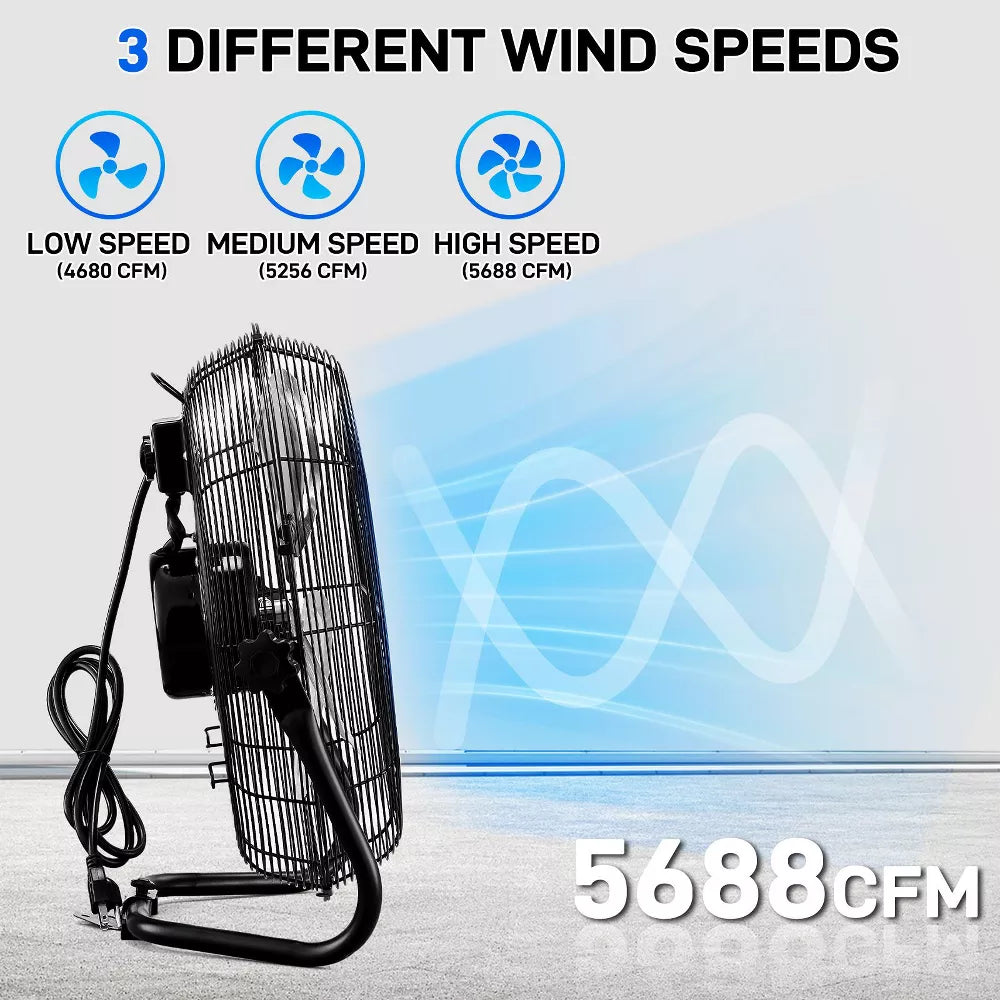 16 Inch High Velocity Dual-Purpose Floor & Wall Mount Electric Fan
