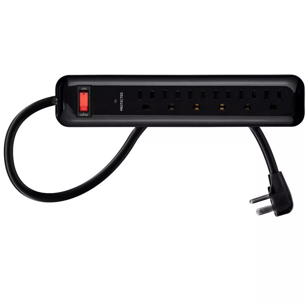 4ft Surge Protector Power Strip with 6 AC Outlets & Low-Profile Plug