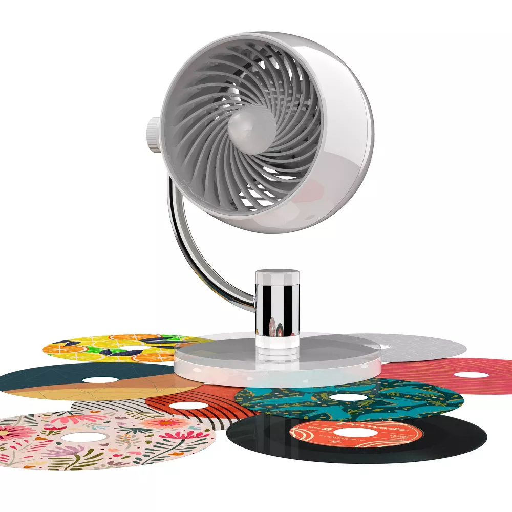Adjustable Swivel Desk Electric Air Circulator Fan with Decorative Design Discs