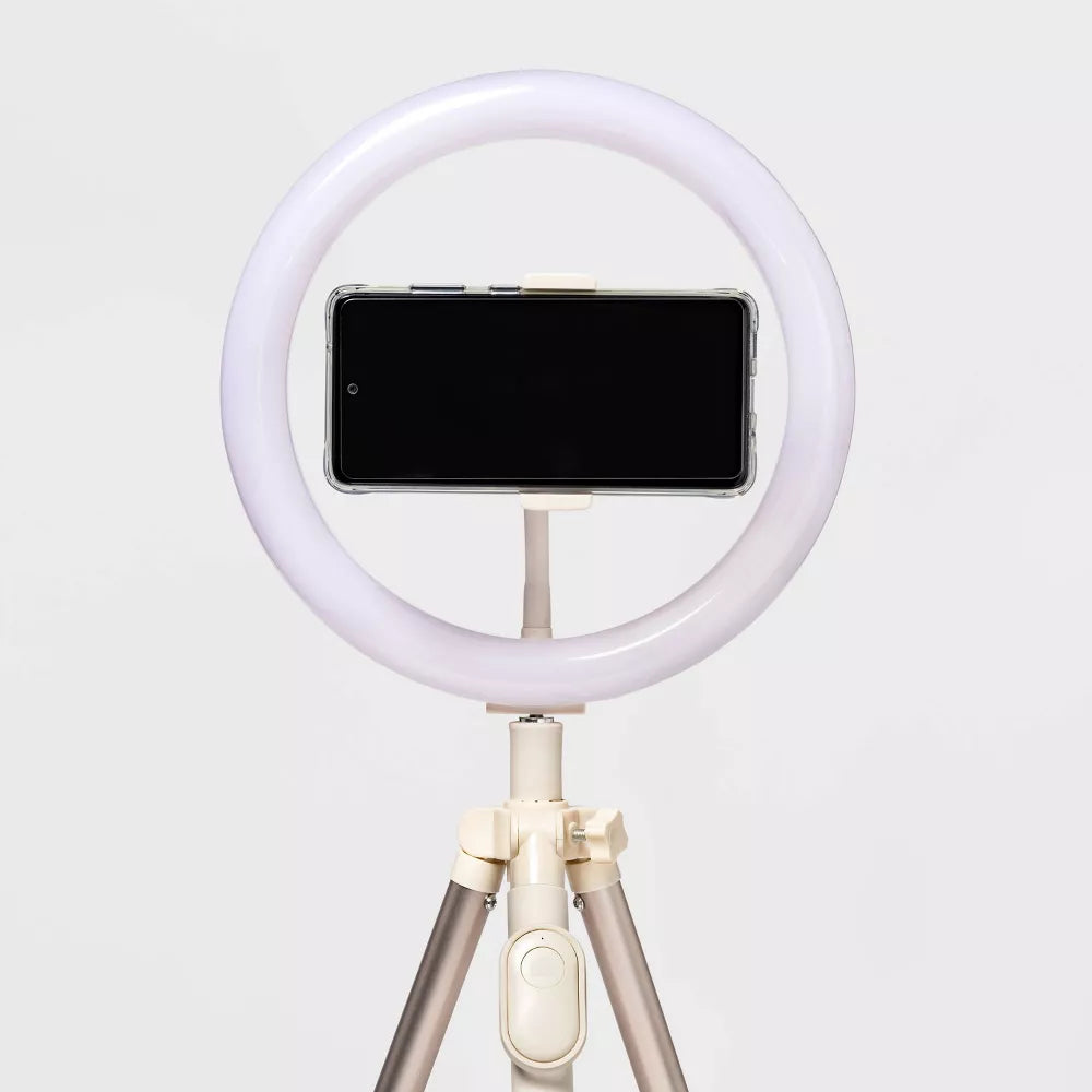 10 Inch LED Ring Light with Extendable Aluminum Tripod & Bluetooth Remote