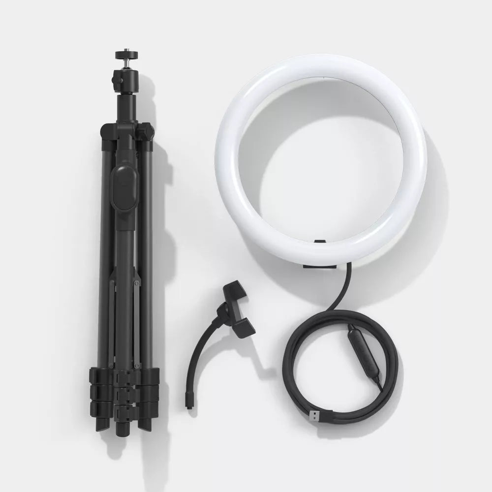 10 Inch LED Ring Light with Adjustable Tripod Stand and Bluetooth Remote Shutter