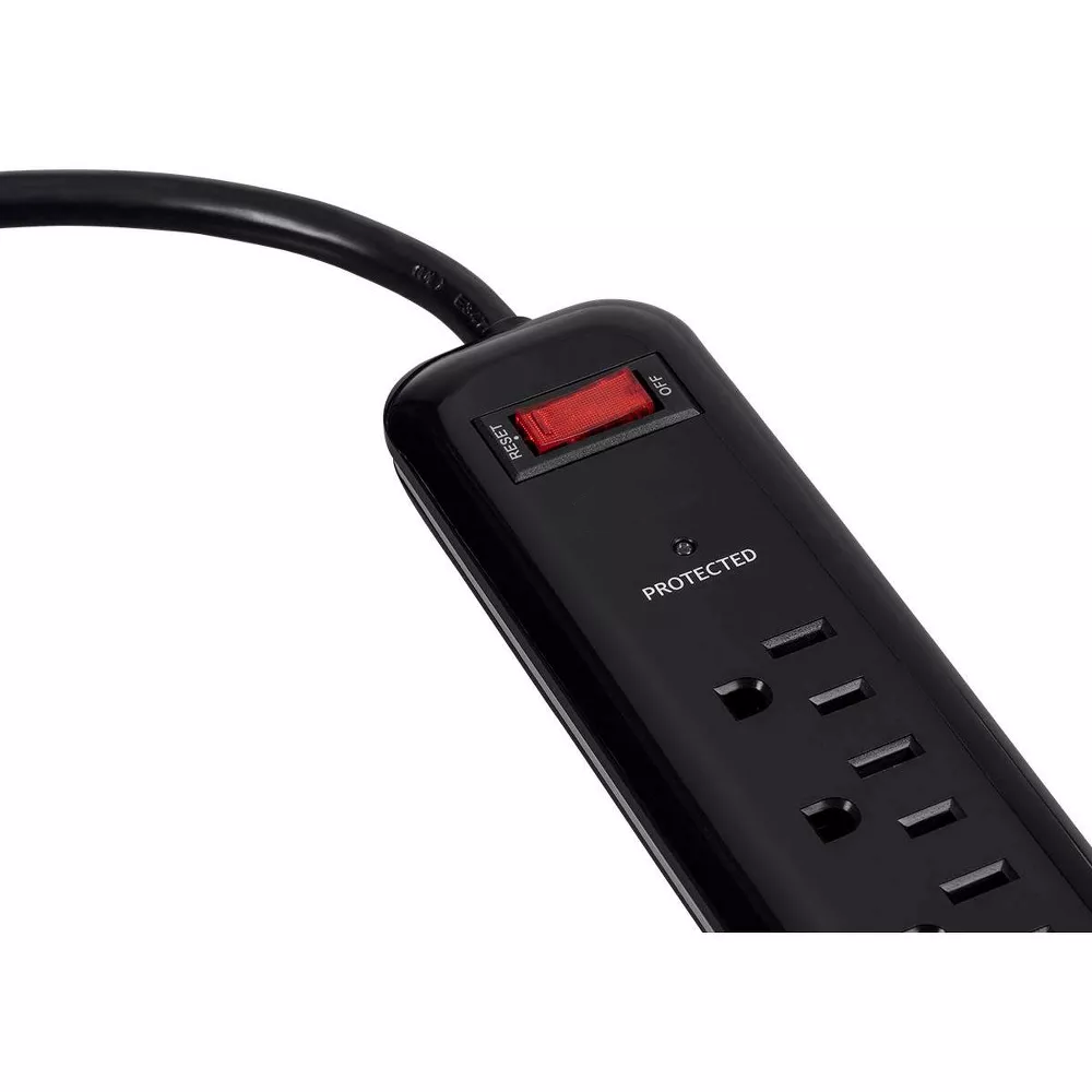 4ft Surge Protector Power Strip with 6 AC Outlets & Low-Profile Plug
