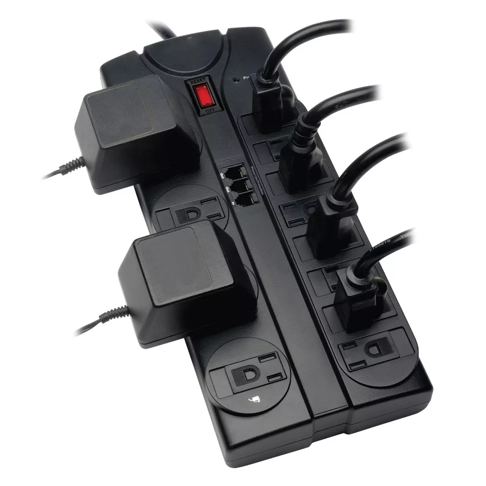 8ft Surge Protector Power Strip with 12 AC Outlets & RJ11 Ports