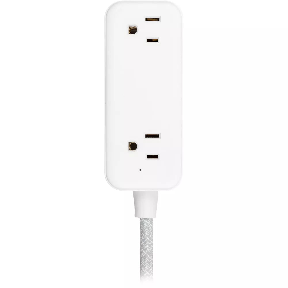 6ft Braided Extension Cord Power Strip with 2 AC Outlets, USB-A & USB-C Ports
