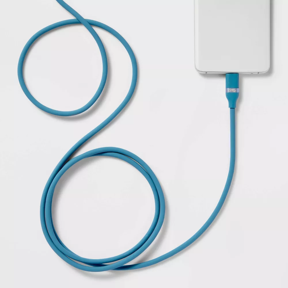 6ft Silicone USB-C to USB-C Fast Charging Cable