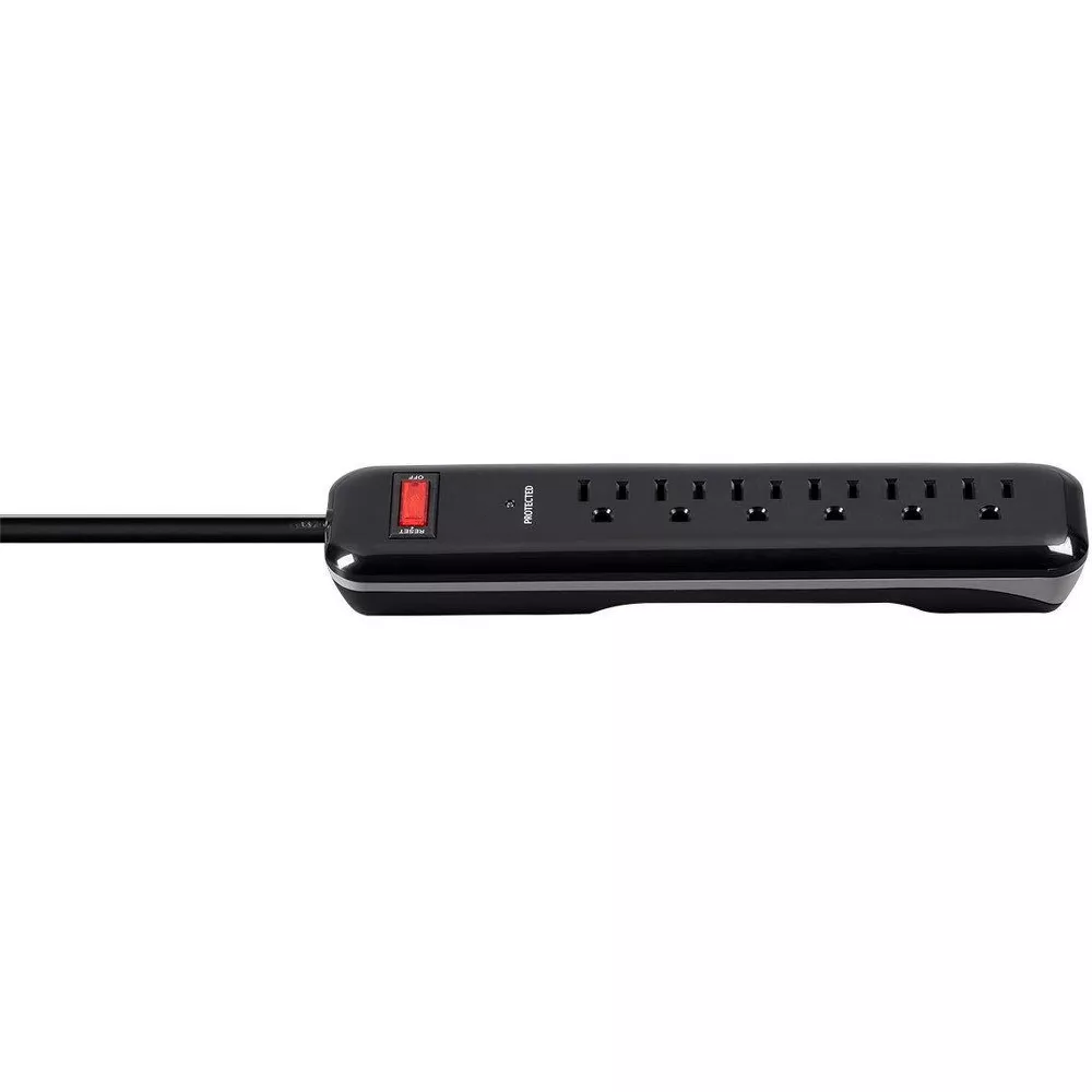 4ft Surge Protector Power Strip with 6 AC Outlets & Low-Profile Plug