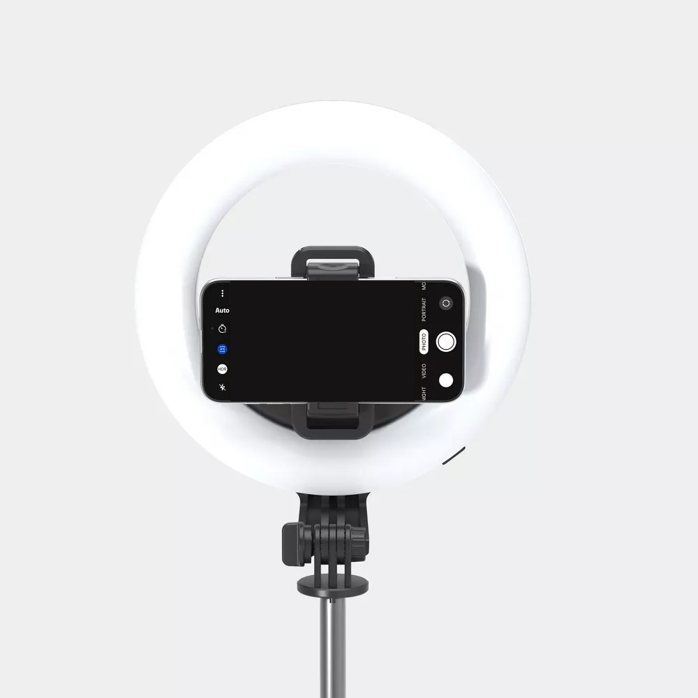 Extendable Tripod Selfie Stick with 6 Inch Ring Light & Bluetooth Remote