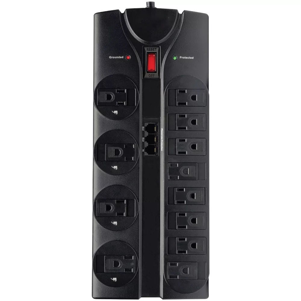 8ft Surge Protector Power Strip with 12 AC Outlets & RJ11 Ports