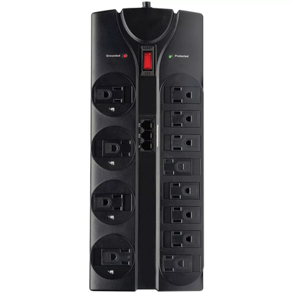 8ft Surge Protector Power Strip with 12 AC Outlets & RJ11 Ports